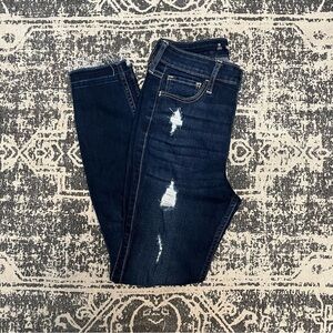 Hollister Dark Blue Distressed Ankle Jeans